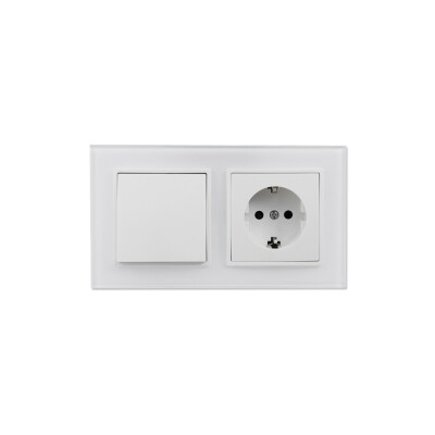 Schalter und Steckdosen Set McPower Flair Tür 2-fach-Style weiß + Glasrahmen