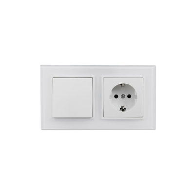 Schalter und Steckdosen Set McPower Flair Tür 2-fach-Style weiß + Glasrahmen