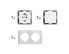 Schalter und Steckdosen Set McPower Flair Tür 2-fach-Style weiß + Glasrahmen