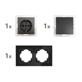 Schalter und Steckdosen Set McPower Flair Tür 2-fach-Style Profi Glasrahmen