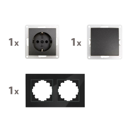Schalter und Steckdosen Set McPower Flair Tür 2-fach-Style Profi Glasrahmen