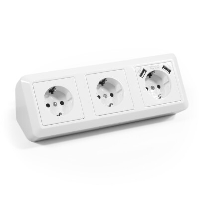 Steckdosenblock McPower Cup Aufbau weiß 3-fach Schutzkontakt + USB