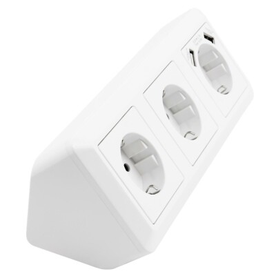 Steckdosenblock McPower Cup Aufbau weiß 3-fach Schutzkontakt + USB