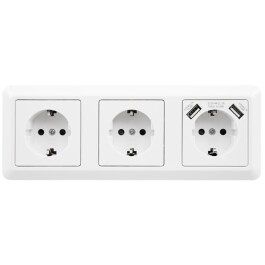 Steckdosenblock McPower Cup Aufbau weiß 3-fach Schutzkontakt + USB