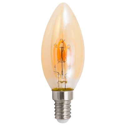 LED Filament Kerzenlampe McShine Retro E14 1W 90lm warmweiß goldenes Glas
