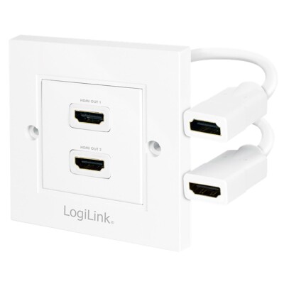 HDMI Wanddose mit Kabelpeitsche 2 x HDMI Buchse HDMI™ 1.4 High Speed weiß