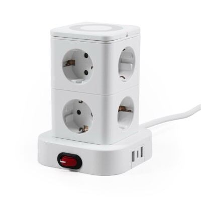 Steckdosenturm McPower ST-08 8 Steckdosen 2x USB-A + 1x USB-C 1,4m Kabel