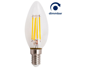 LED Filament Kerzenlampe McShine Filed E14 6W 600lm warmweiß dimmbar