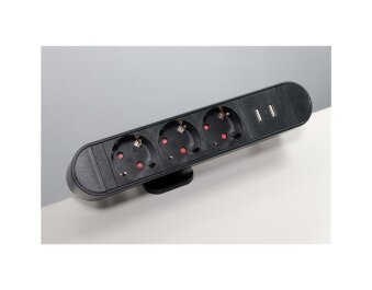 Tischsteckdose McPower SK-03 3x Steckdose 2x USB inkl. Tischklemme 2m Kabel