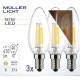 LED Filament Kerzenlampe E14 4W 470lm 2700K warmweiß 3er Set