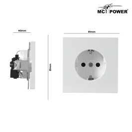 Schutzkontakt-Steckdose McPower Shallow 250V~/16A UP Steckanschluss weiß