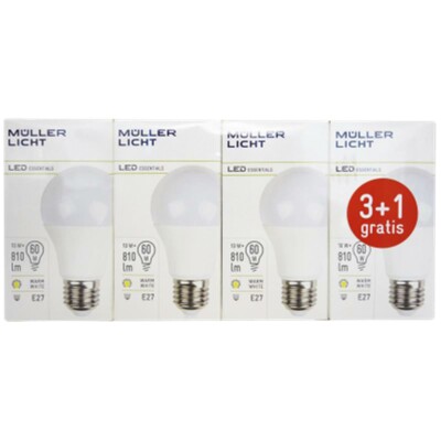 LED Glühlampe E27 10W 810lm 2700K warmweiß 3+1 Set