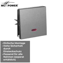 Schalter McPower Shallow 250V~/10A UP Orientierungsleuchte Steckanschluss anthrazit