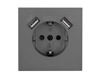 Schutzkontakt-Steckdose McPower Shallow 2x USB-A - 5V/2,1A