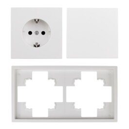 Schalter und Steckdosen Set McPower Shallow Tür 2-fach Profi 3-teilig Klemmanschluss