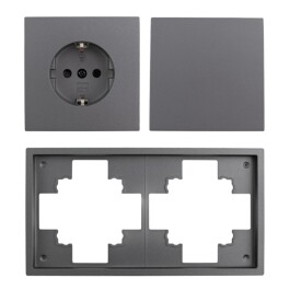 Schalter und Steckdosen Set McPower Shallow Tür 2-fach Profi 3-teilig Klemmanschluss