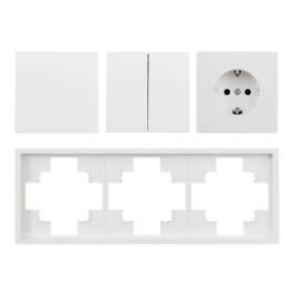 Schalter und Steckdosen Set McPower Shallow Tür 3-fach weiß 4-teilig