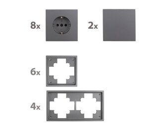 Schalter und Steckdosen Set McPower Shallow Standard 20-teilig anthrazit Steckanschluss