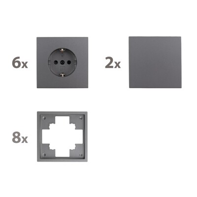 Schalter und Steckdosen Set McPower Shallow Einsteiger 16-teilig anthrazit