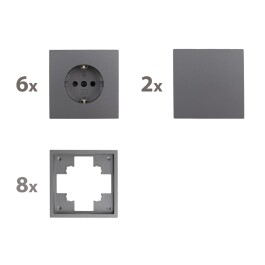 Schalter und Steckdosen Set McPower Shallow Einsteiger 16-teilig anthrazit