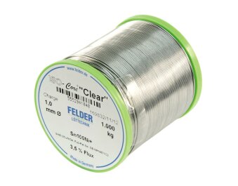 Lötzinn auf Rolle FELDER ISO-Core Clear 1,0mm 1.000g bleifrei  (Sn100%Ni+)