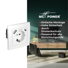 Schutzkontakt-Steckdose McPower Flair 1x USB-C 18W PD 1x USB-A weiß