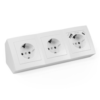 Steckdosenblock McPower Flair weiß 3-fach Schutzkontakt + USB-C / USB-A