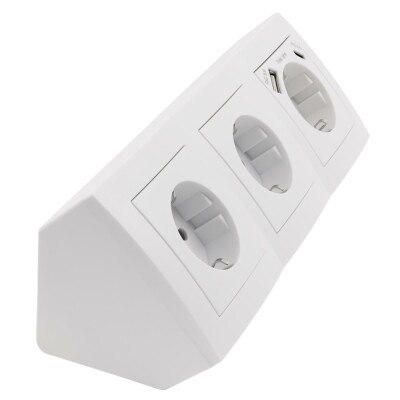 Steckdosenblock McPower Flair weiß 3-fach Schutzkontakt + USB-C / USB-A