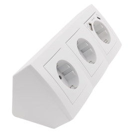 Steckdosenblock McPower Flair weiß 3-fach Schutzkontakt + USB-C / USB-A