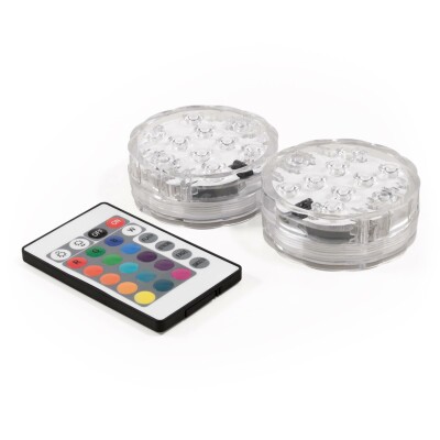 LED-RGB-Unterwasserleuchte McShine IP68 - wasserdicht Fernbedienung 2er-Set