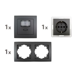 Schalter und Steckdosen Set McPower Flair PIR anthrazit...