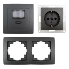 Schalter und Steckdosen Set McPower Flair PIR anthrazit 3-teilig