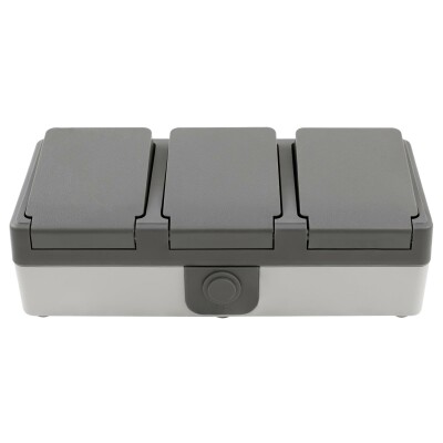 Feuchtraum Dreifach-Steckdose McPower Secure 250V~/16A IP44 AP grau