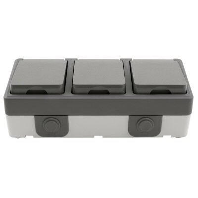 Feuchtraum Dreifach-Steckdose McPower Secure 250V~/16A IP44 AP grau