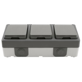 Feuchtraum Dreifach-Steckdose McPower Secure 250V~/16A IP44 AP grau