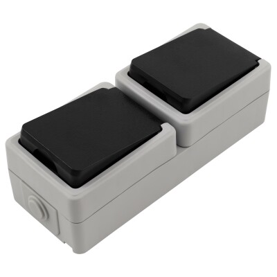 Feuchtraum Doppel-Steckdose McPower Taff250V~/16AIP44APgrau