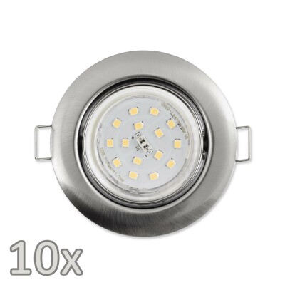 Einbauleuchten-Set McShine 10xRahmen 10x LED-Strahler Edelstahl gebürstet