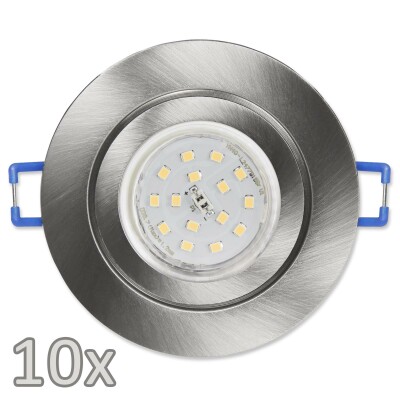 Einbauleuchten-Set McShine 10xRahmen 10xLED-Strahler,Edelstahl 5W,500lm IP44