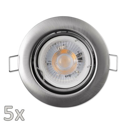 Einbauleuchten-Set McShine 5xRahmen 5xLED-Modul 5W 400lm 230V Edelstahl