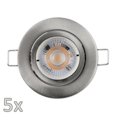 Einbauleuchten-Set McShine 5xRahmen 5xLED-Modul 5W 400lm 230V Edelstahl