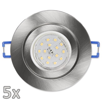 Einbauleuchten-Set McShine 5xRahmen 5xLED-Strahler GU10 5W 500lm Edelstahl