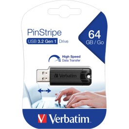 USB 3.2 Stick Verbatim 64GB Speicher PinStripe Typ-A...