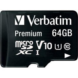 Micro SDHC Card Verbatim 64GB Speicherkapazität...