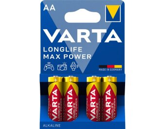 Mignon-Batterie VARTA Longlife Max Power Alkaline Typ AA LR06 1,5V 4-Pack