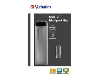 USB-C Multiport-Hub von Verbatim USB 3.0 HDMI SD Ethernet...