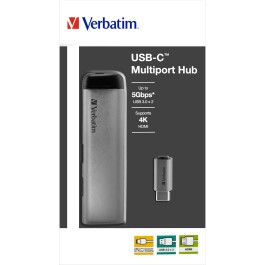 USB-C Multiport-Hub von Verbatim USB 3.0 HDMI SD Ethernet...