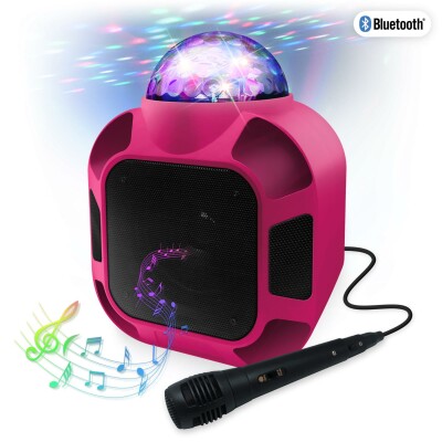 Bluetooth Karaoke- Lautsprecher mit Mikrofon,12000mAh Akku Mini USB AUX Pink