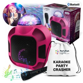 Bluetooth Karaoke- Lautsprecher mit Mikrofon,12000mAh Akku Mini USB AUX Pink