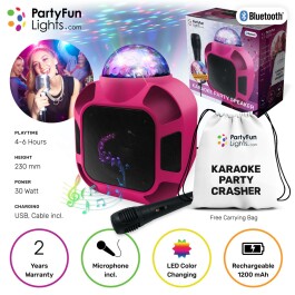 Bluetooth Karaoke- Lautsprecher mit Mikrofon,12000mAh Akku Mini USB AUX Pink