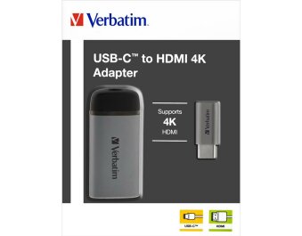 Adapter USB-C auf HDMI 4K von Verbatim 10cm Kabel Aluminiumgehäuse